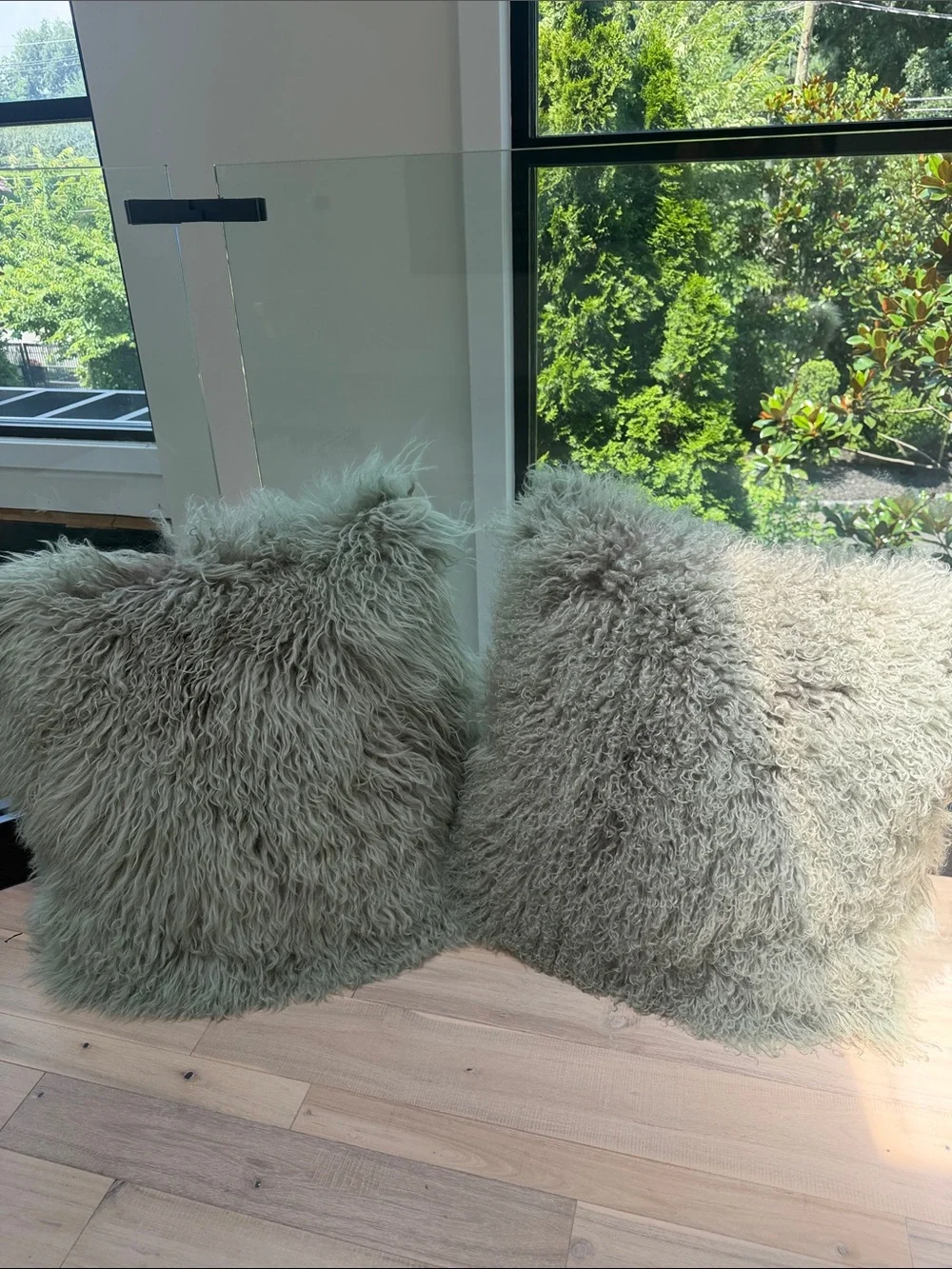 West Elm pair of large Mongolian lamb PillowCovers